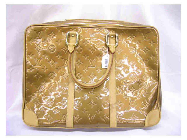 Louis Vuitton handbag monogrammed copper vernis handled briefcase with leather