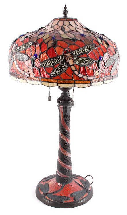 Stained Art Glass Dragonfly Tiffany Style Lamp Provided for your