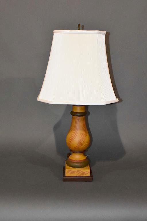 Decorated wooden column lamp Gus Knapp Decorated wooden column lamp