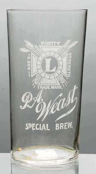 P A Weast Acid Etched Leisy Brewing Beer Glass Light