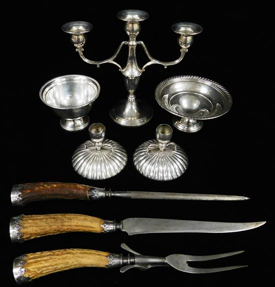 STERLING Assortment of sterling silver with weighted elements eight pieces