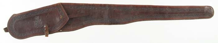 WONDERFUL TOOLED LEATHER HENRY RIFLE SCABBARD Made of brown russet