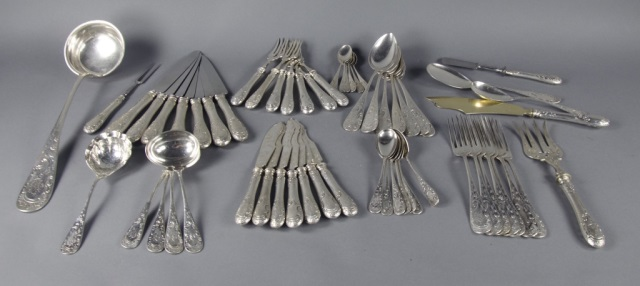 European 800 Silver Dinner ServiceFor seven In Victorian style pattern