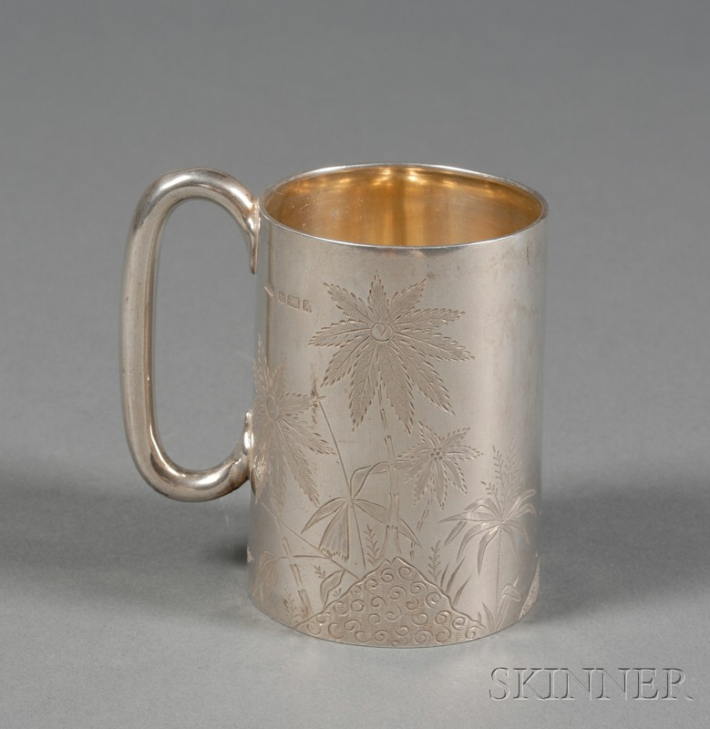 Victorian Silver Aesthetic Movement Mug Sheffield 1890 Atkin Brothers makers