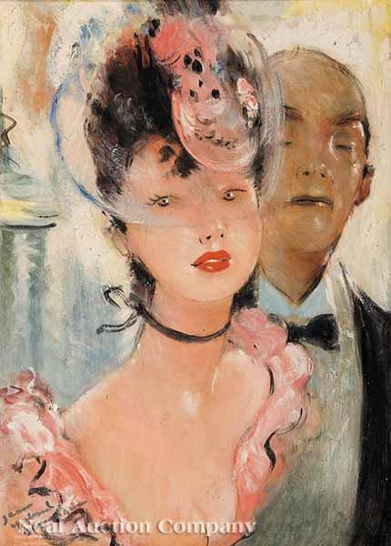 Jean Gabriel Domergue French 1889 1962 Lady in a Pink