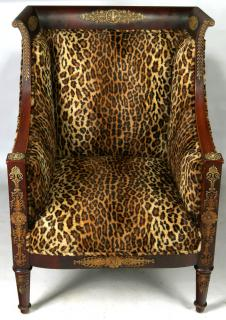 A LATE 19TH C EMPIRE STYLE GILT BRONZE MOUNTED BERGERE