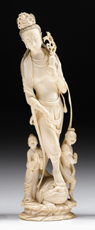 Fine Chinese elephant Ivory Carving late qing dynasty Single piece
