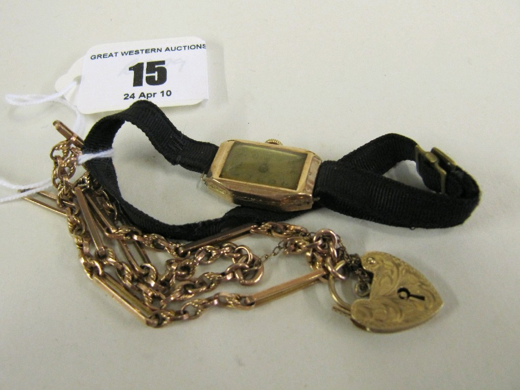 Lot comprising 9 ct gold Albertina converted to a bracelet