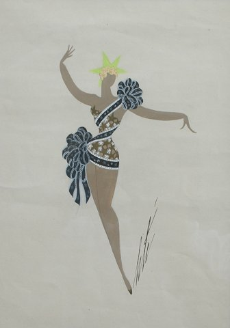ERTE Russian 1892 1990 Costume design with ribbon Gouache sight