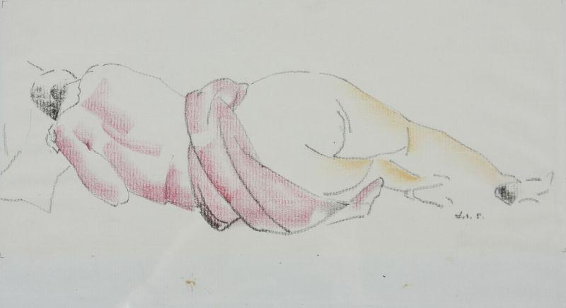 William S Schwartz Russia Am 1896 1977 Reclining Woman crayon