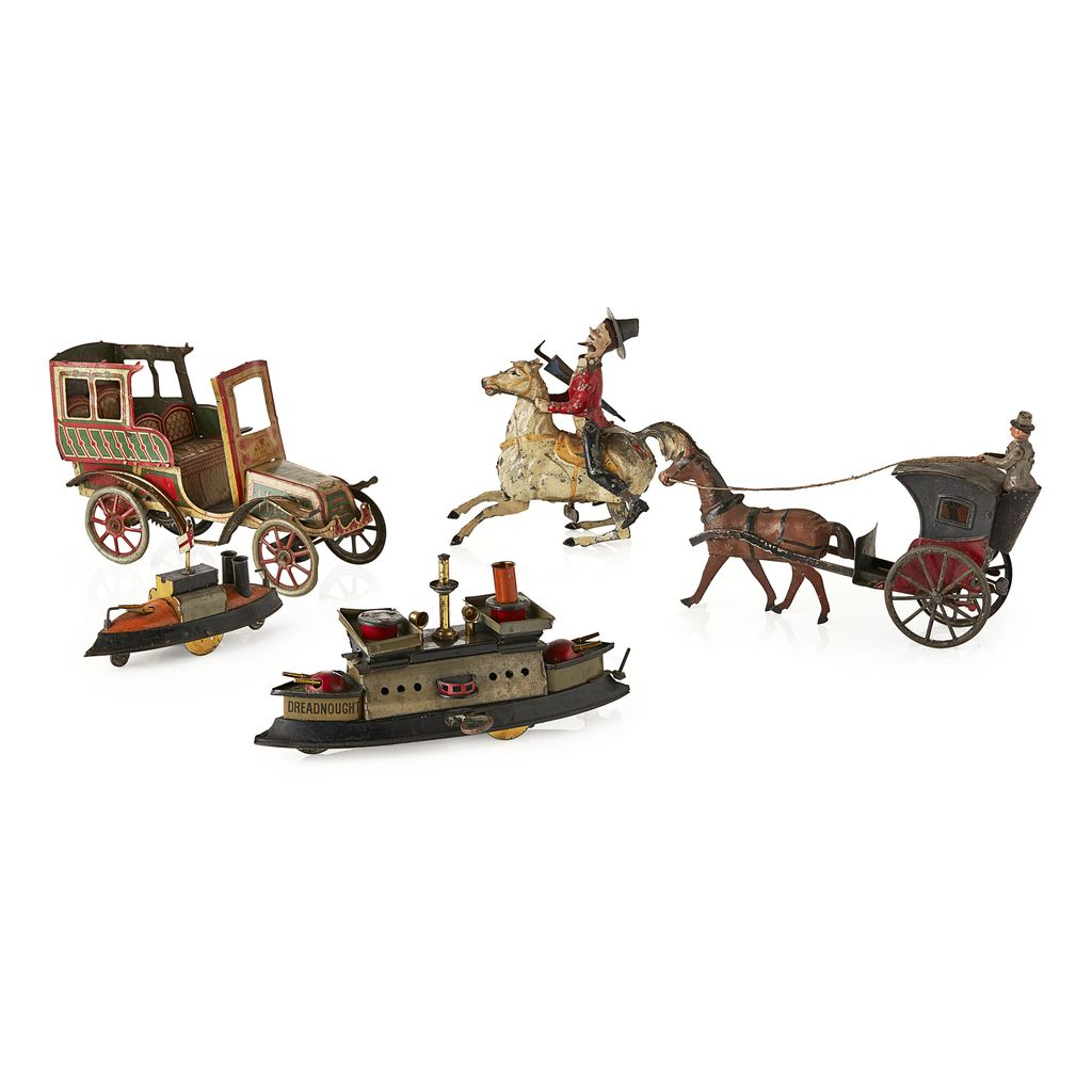 GROUP OF TINPLATE TOYS LATE 19TH EARLY 20TH CENTURY to