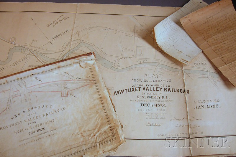 Railroadiana Pawtuxet Valley Rhode Island Railroad Group of printed and