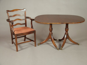 A mahogany twin pedestal dining table 20th century the rounded