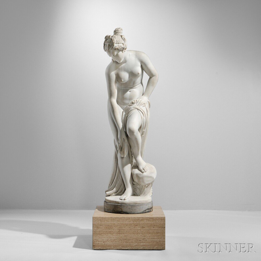 After Christophe Gabriel Allegrain French 1710 1795 The Bather marble