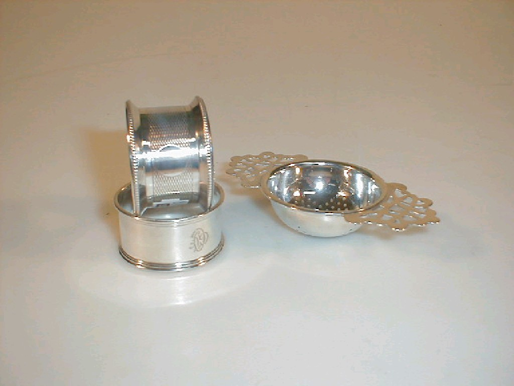 A silver napkin ring Chester 1946 boxed a silver napkin