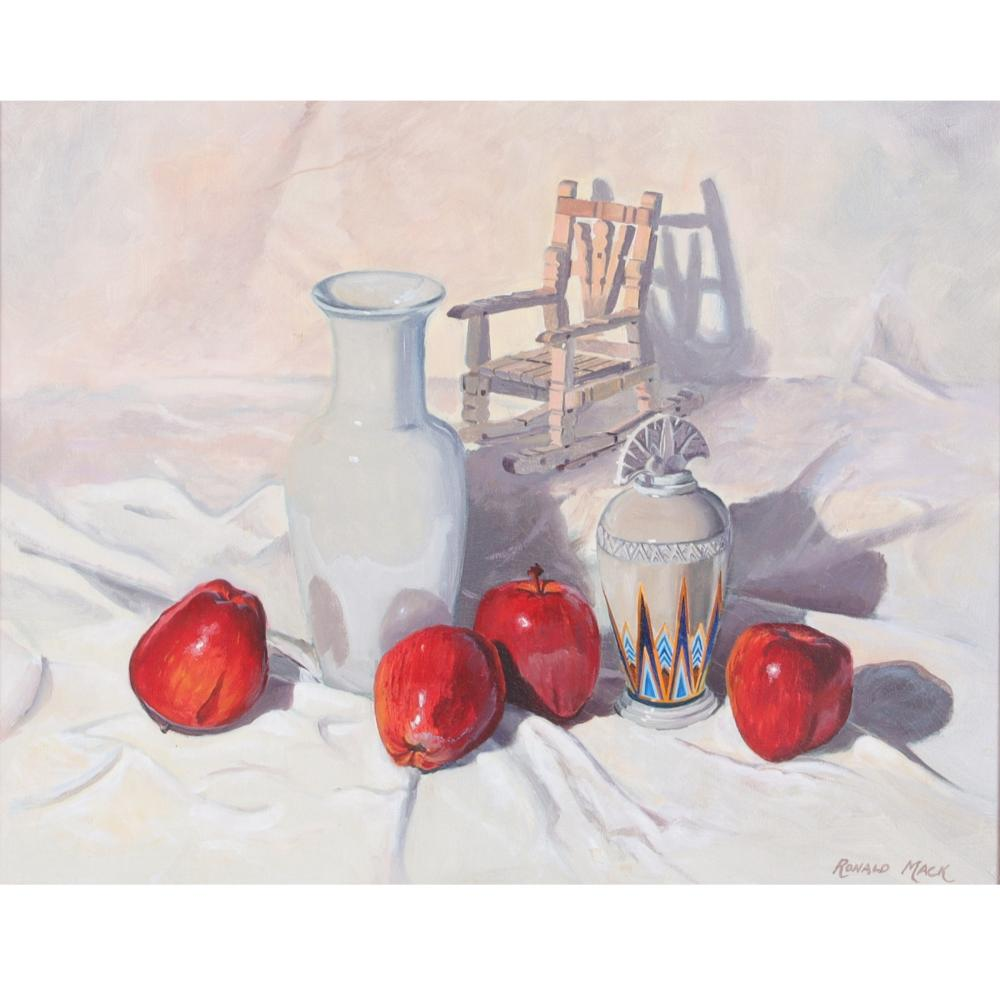 RONALD MACK INDIANA 20TH CENTURY APPLES THINGS STILL LIFE OIL