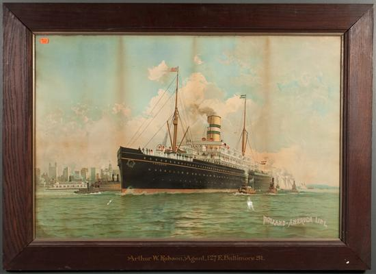 Holland American Line early 20th century color lithographic advertising poster