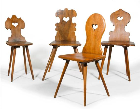 LOT OF 4 SIMILAR STABELLEN rustic chairs Switzerland 18th 19th