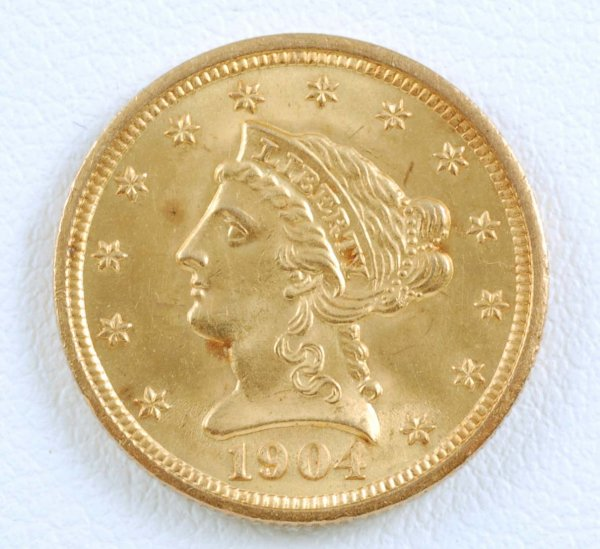 1904 Liberty Coronet Head 2 50 Quarter Eagle gold piece