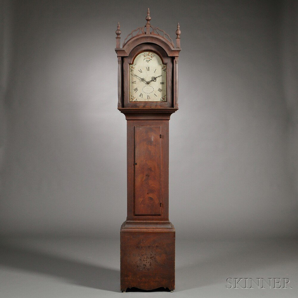 Paint decorated Tall Clock A Eaton Ashby Massachusetts early 19th