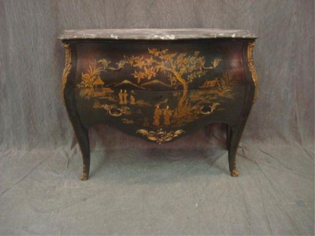 Louis XV Style Chinoiserie Decorated Marbletop Commode From a North