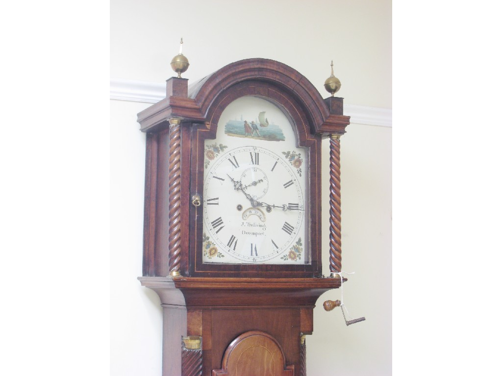 A 19th Century mahogany Longcase Clock with painted arched dial