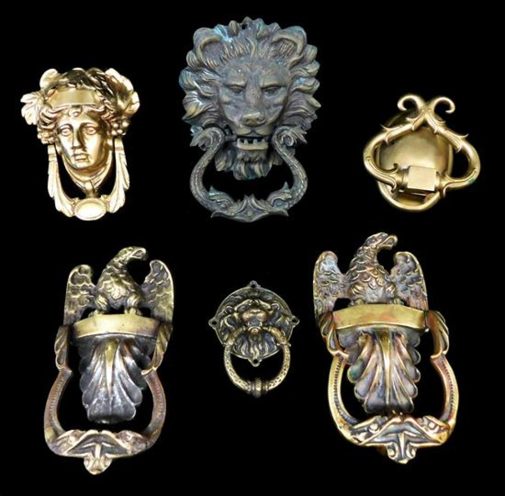 Five door knockers and one drawer pull door knockers include