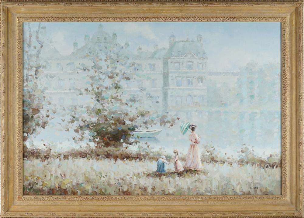 PARK LANDSCAPEoil on canvas signed Dubois lower right 24 x