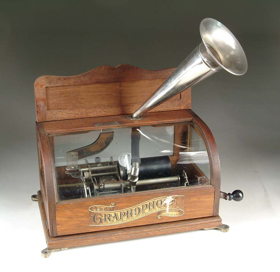 COIN OP COLUMBIA BS MODEL GRAPHOPHONE Oak case with curved