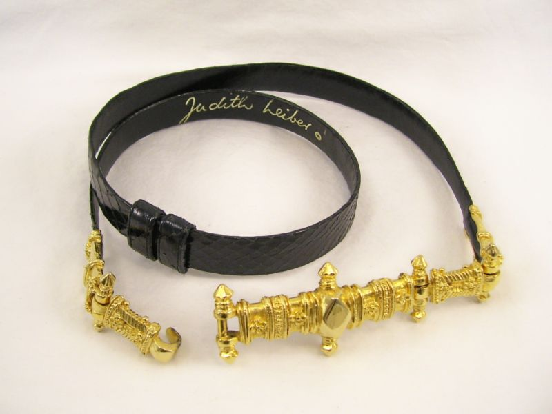 Judith Leiber Belt Includes 1 Black lizard skin with a