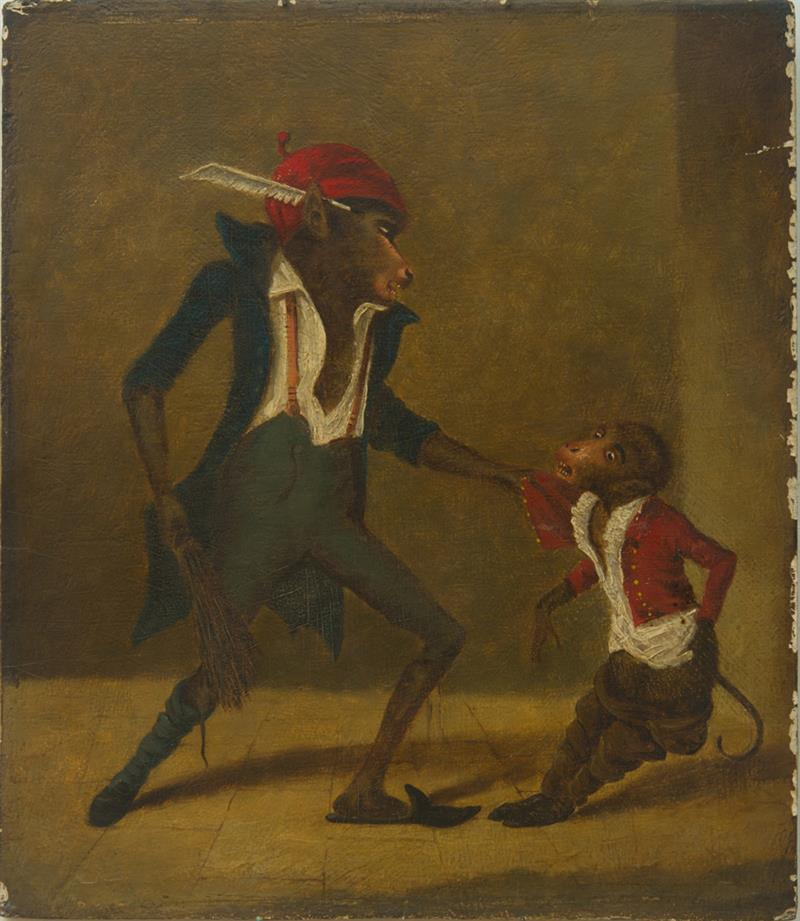 EUROPEAN SCHOOL THE SCOLDING Oil on panel unsigned 13 1