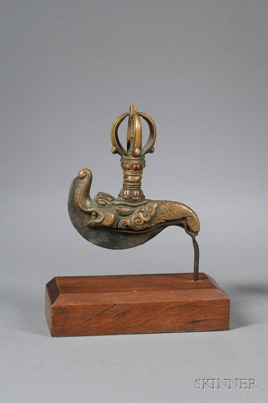 Ritual Chopper Tibet 19th century repousse copper with a makala
