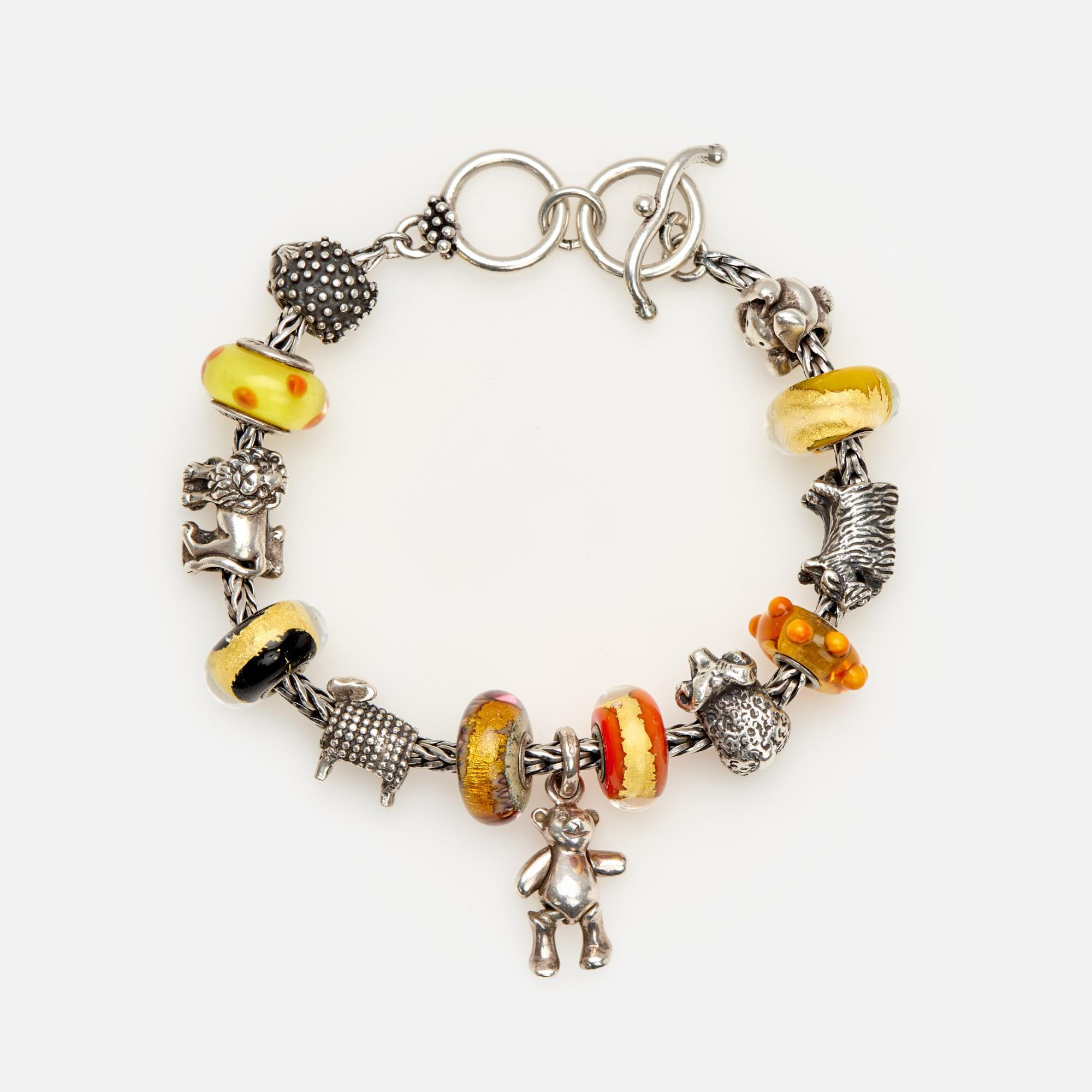 PANDORA TROLLBEADS CHARM BRACELET STER ANIMAL MURANO A sterling silver