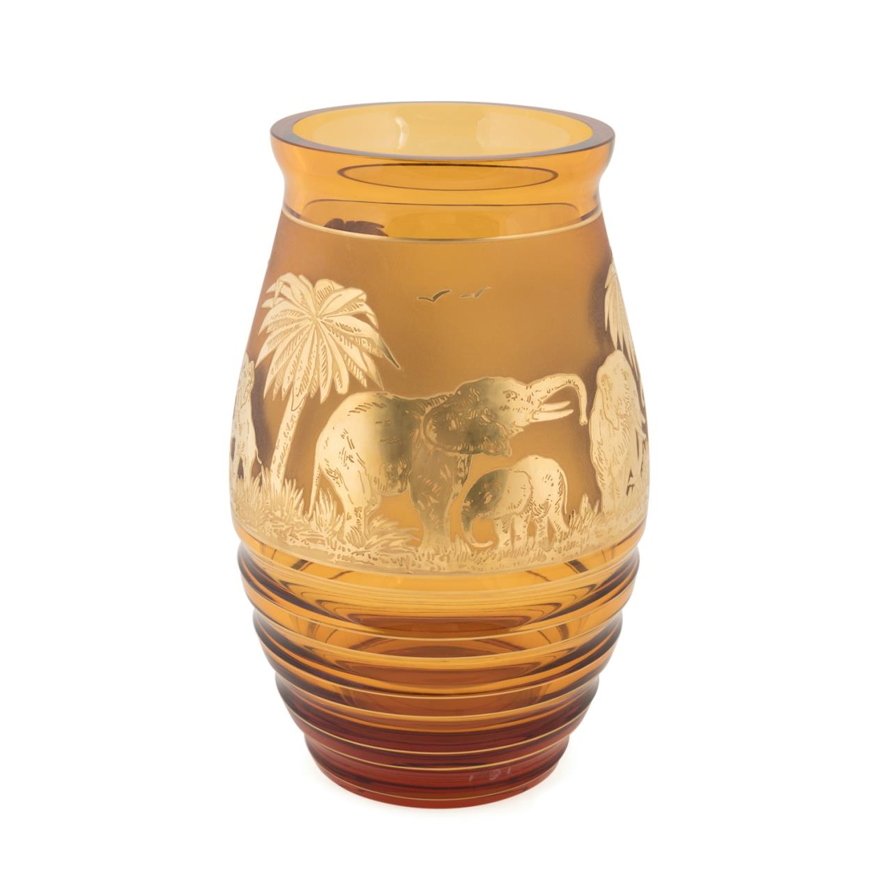 MOSER RUDOLF WELS ANIMOR AMBER ART GLASS VASE Moser Czechoslovakia