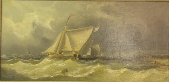 Circle of Henry Redmore oil on board single masted sailing