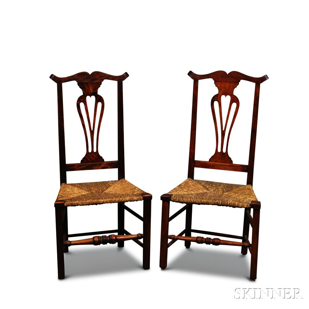 Near Pair of Chippendale Maple Side Chairs New England late