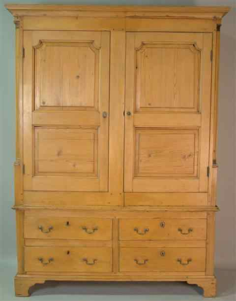 IRISH PINE ARMOIRE composed of late 18th century sections in
