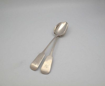A pair of George IV Irish silver Fiddle pattern basting