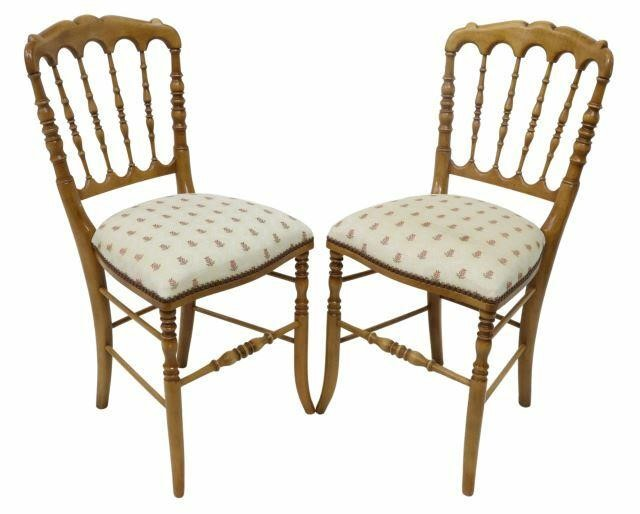 pair Italian Chiavari hall chairs 20th c having carved hardwood