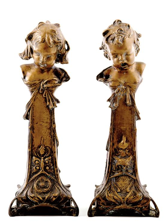 Roman Bronze Works figural andirons by Henry Linder New York