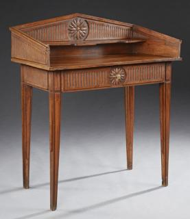 French Louis XVI Style Carved Walnut Writing Table French Louis