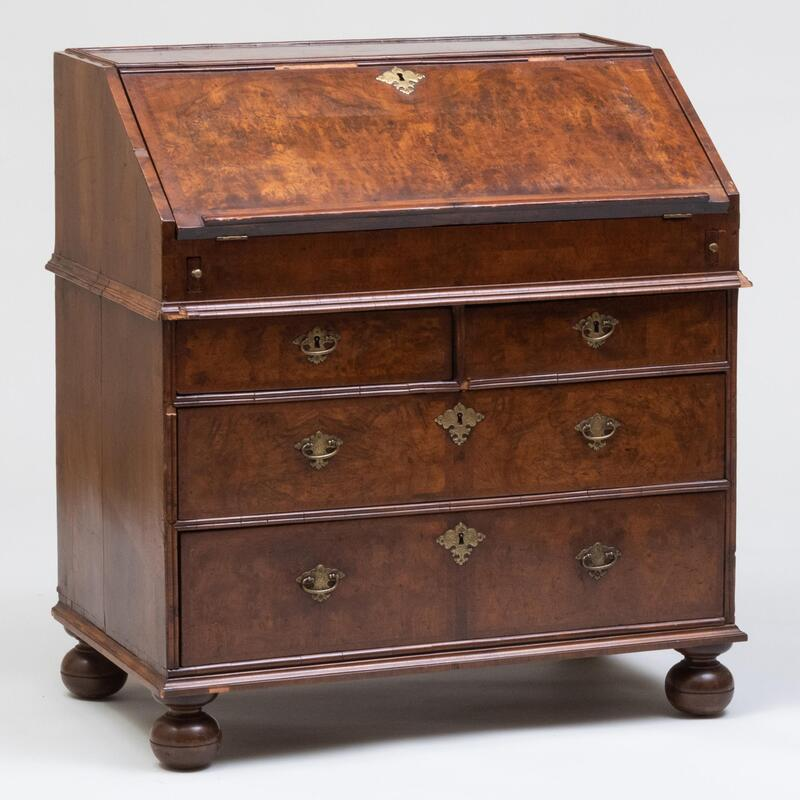 William and Mary Inlaid Burl Walnut Slant Front Desk 40