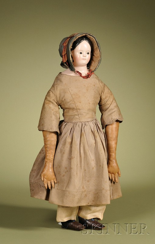 Papier mache Child with Glass Eyes Germany c 1850 papier