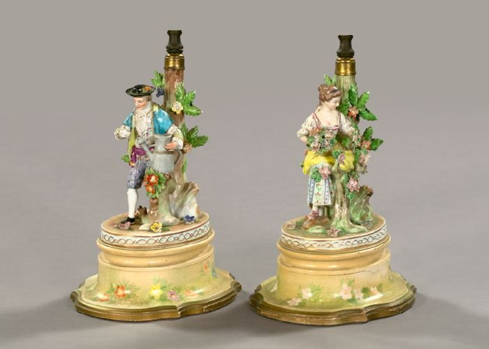 Attractive Pair of German Porcelain Gardener Figures third quarter 19th