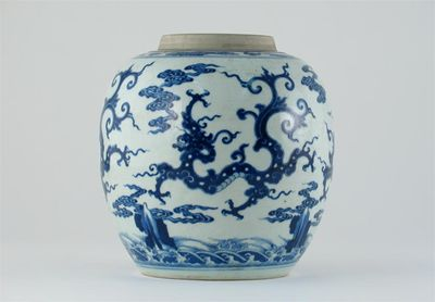 A Chinese blue and white ovoid vase decorated with four