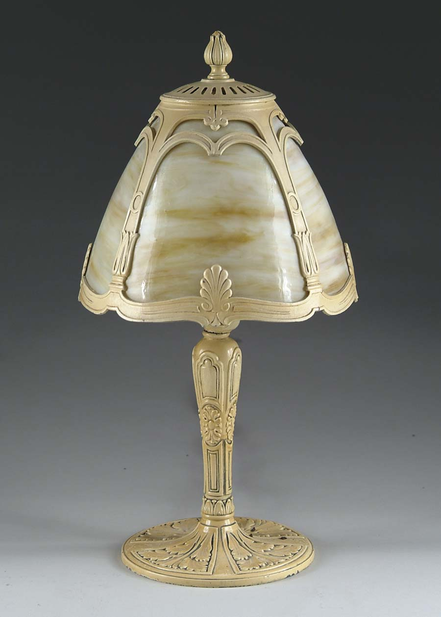 METAL AND SLAG PANEL BOUDOIR LAMP Possibly by Parker with