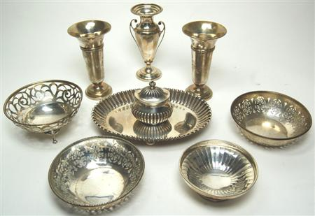 A Victorian silver desk inkwell Martin Hall Sheffield 1893 of