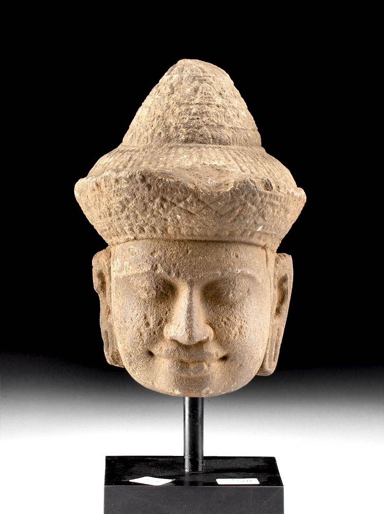 12th C Khmer Angkor Stone Buddha Head Southeast Asia Cambodia