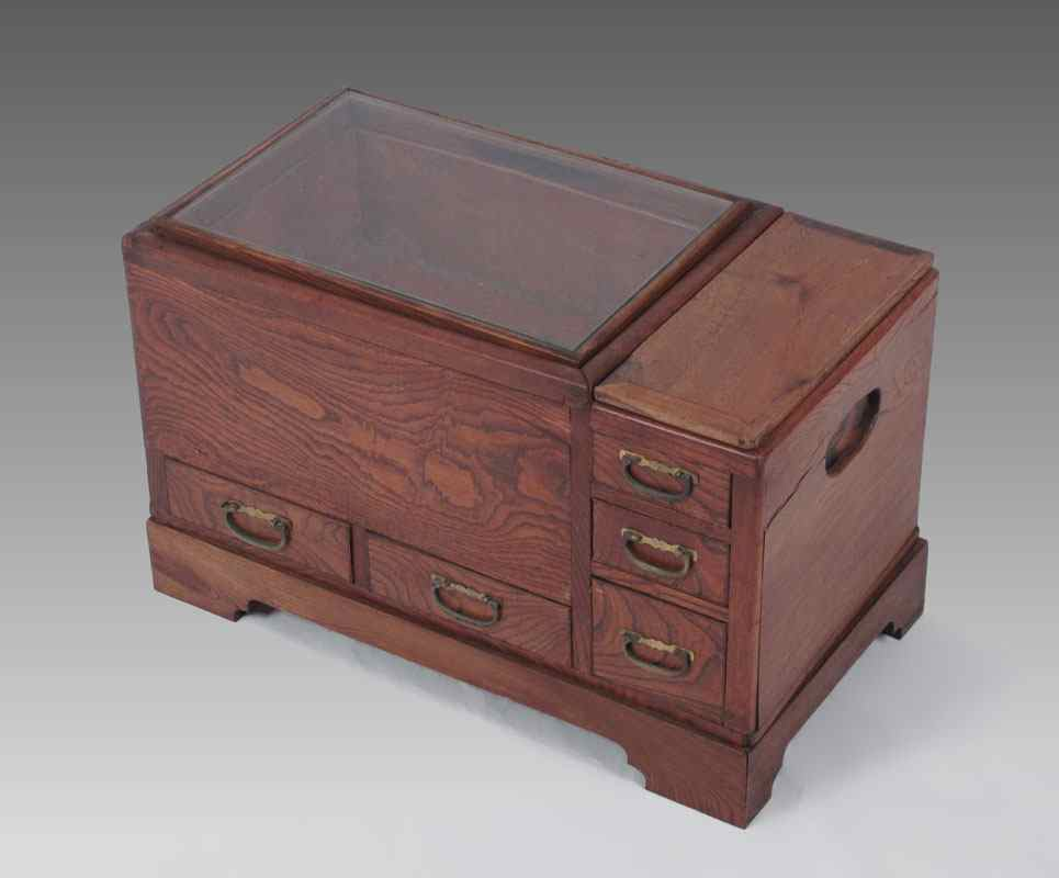 JAPANESE COPPER LINED WOOD HIBACHI Copper lined basin over 2