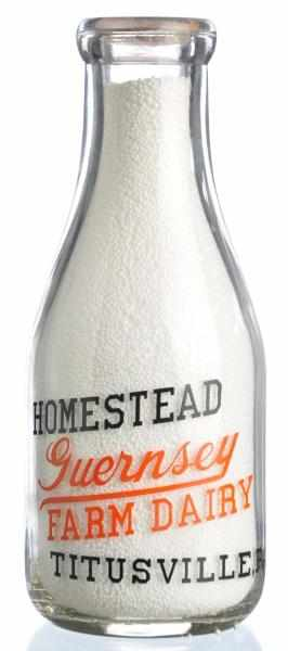 Homestead Guernsey Farm Dairy Milk Bottle Description Titusville PA Condition